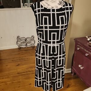 Geometric Black and White Dress